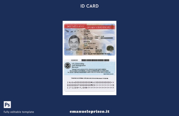 modello di versione della carta di autorizzazione all'impiego negli Stati Uniti 
